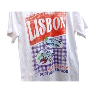Graphic T Shirt Lisbon Portugal Seafood Travel Tourist Tee White XS / # 26111